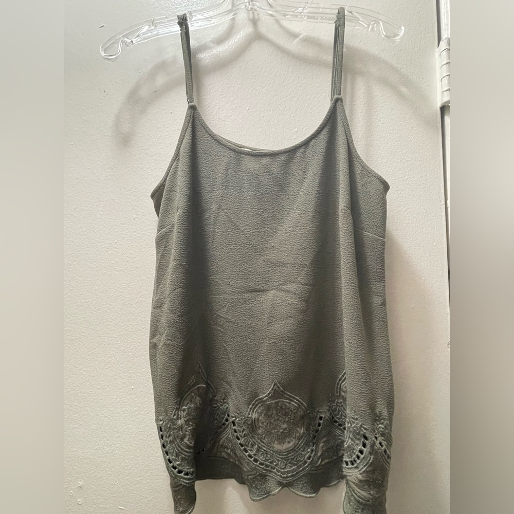 Woven embroidered tank.